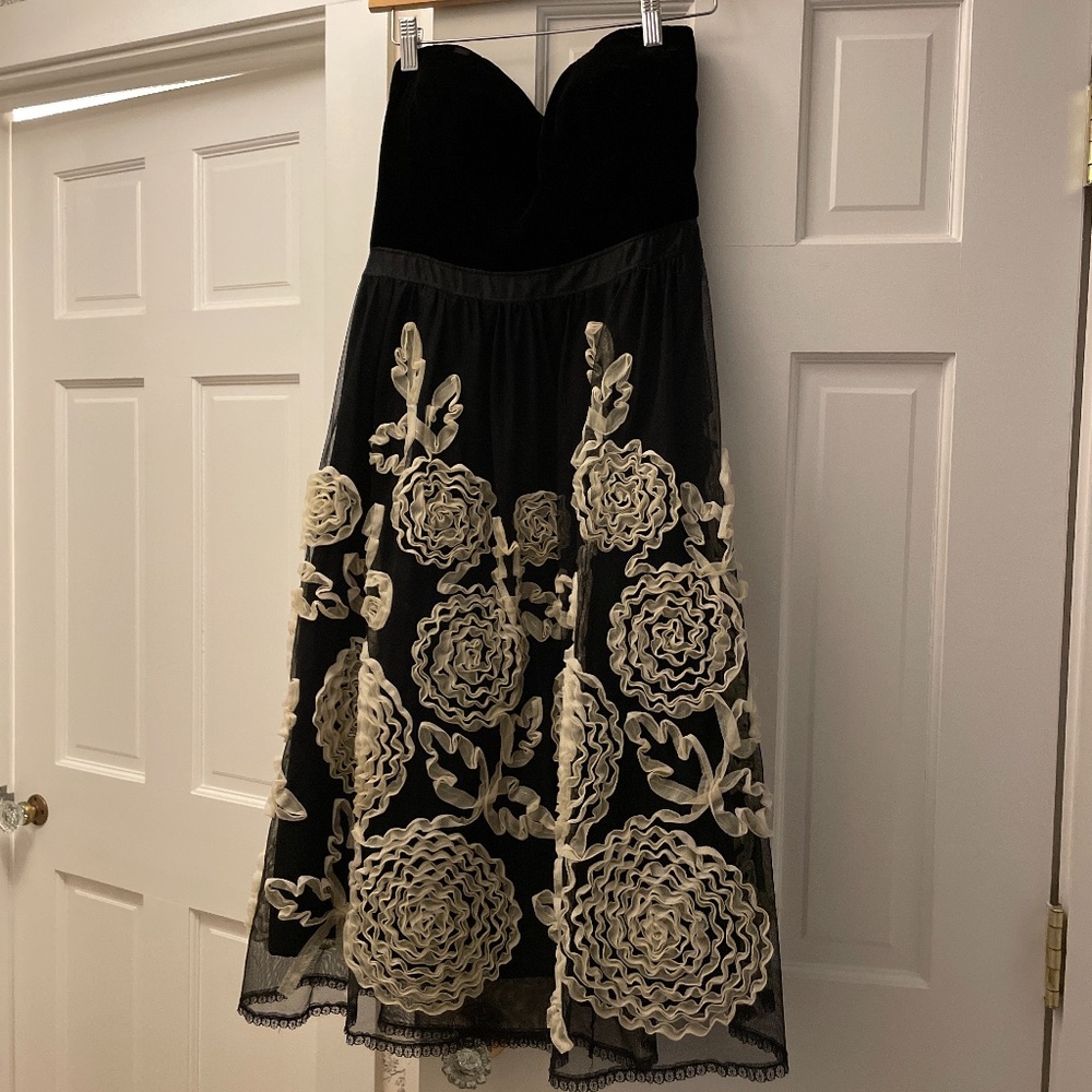 Vintage Nanette Lepore Floral Black Party Dress
